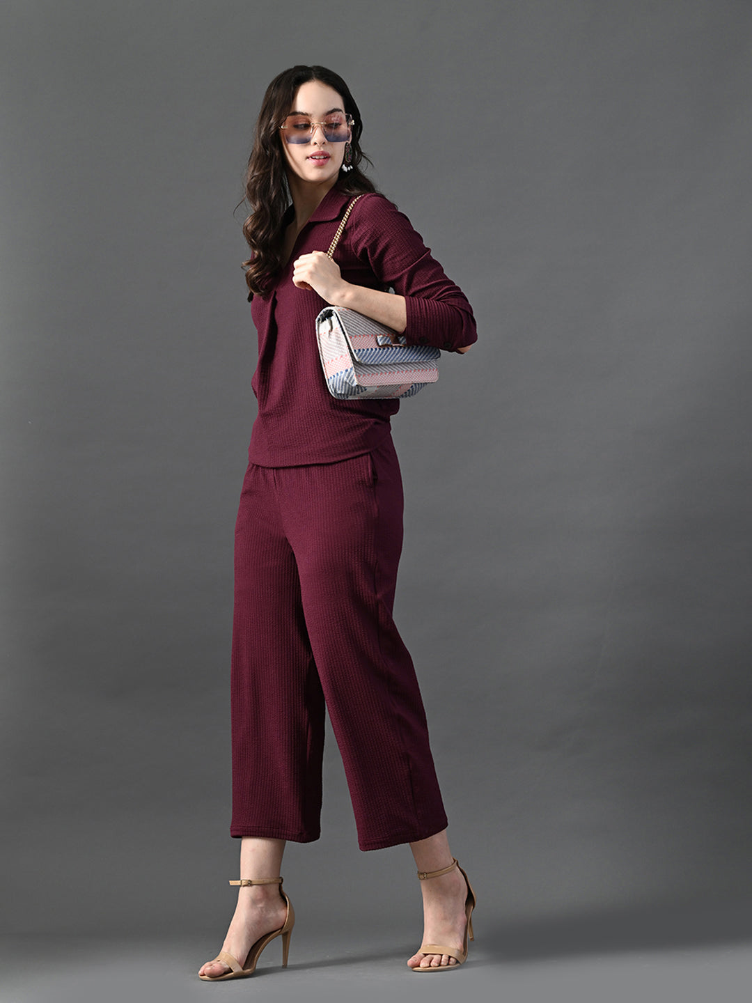 Myshka Women's Wine Everyday Lounge Set 