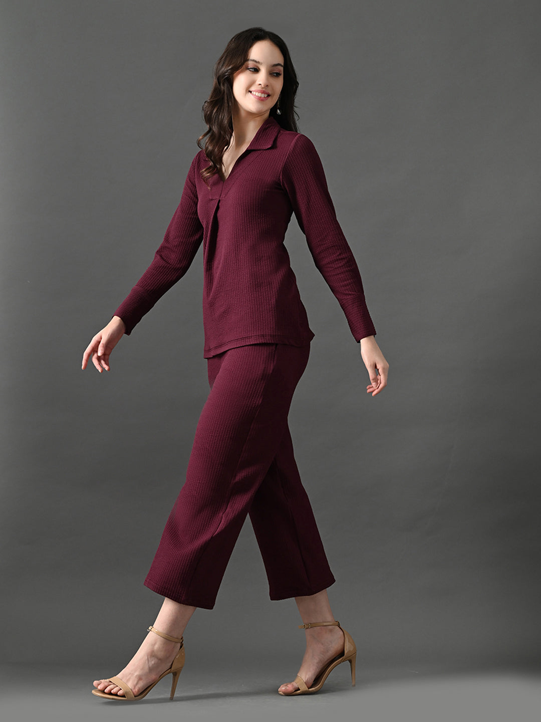 Myshka Women's Wine Everyday Lounge Set 