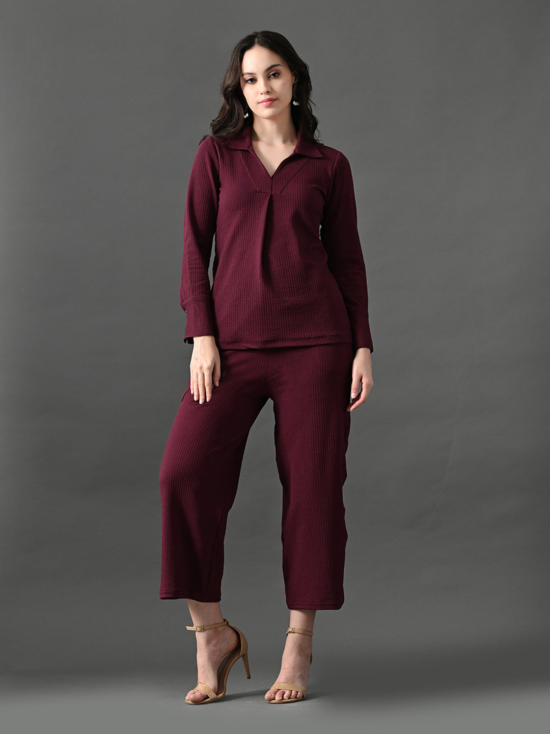 Myshka Women's Wine Everyday Lounge Set 