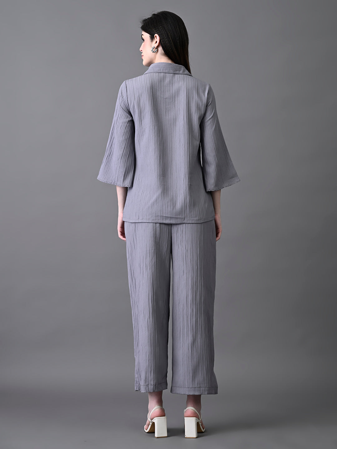 Myshka Women's Grey Pleated Co-Ord Set 