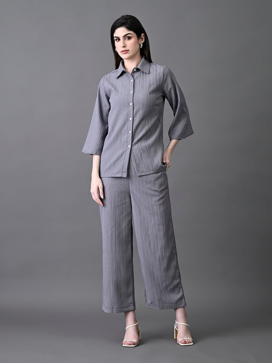 Myshka Women's Grey Pleated Co-Ord Set 