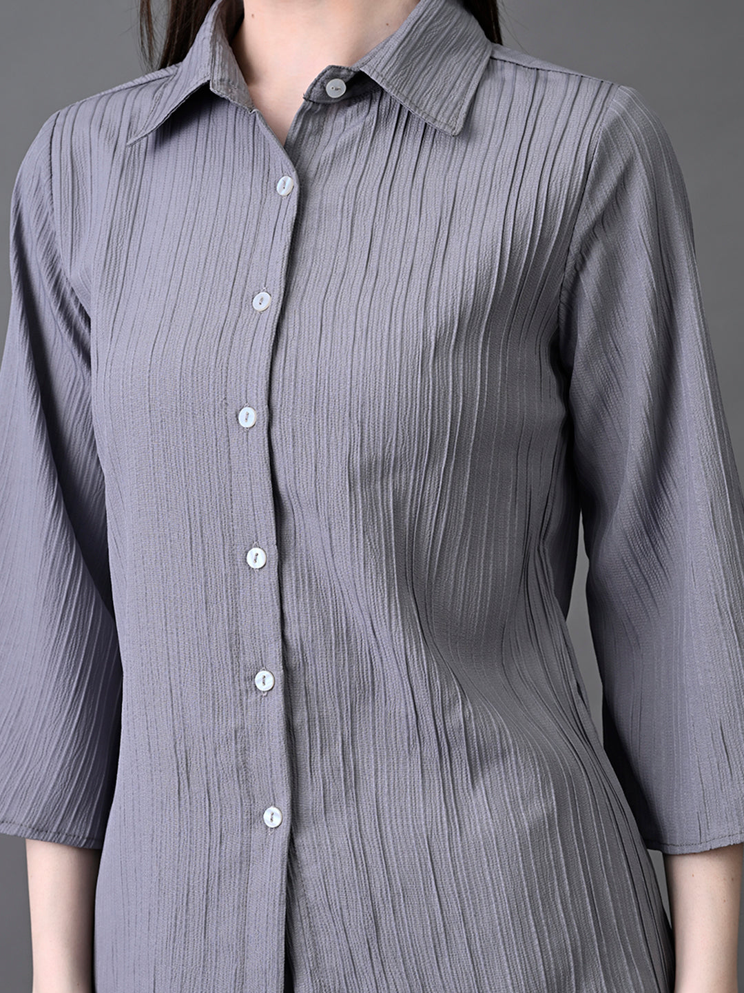 Myshka Women's Grey Pleated Co-Ord Set 