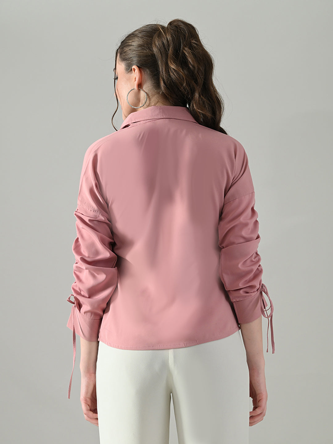 Myshka Women Pink Lace Embellished Shirt
