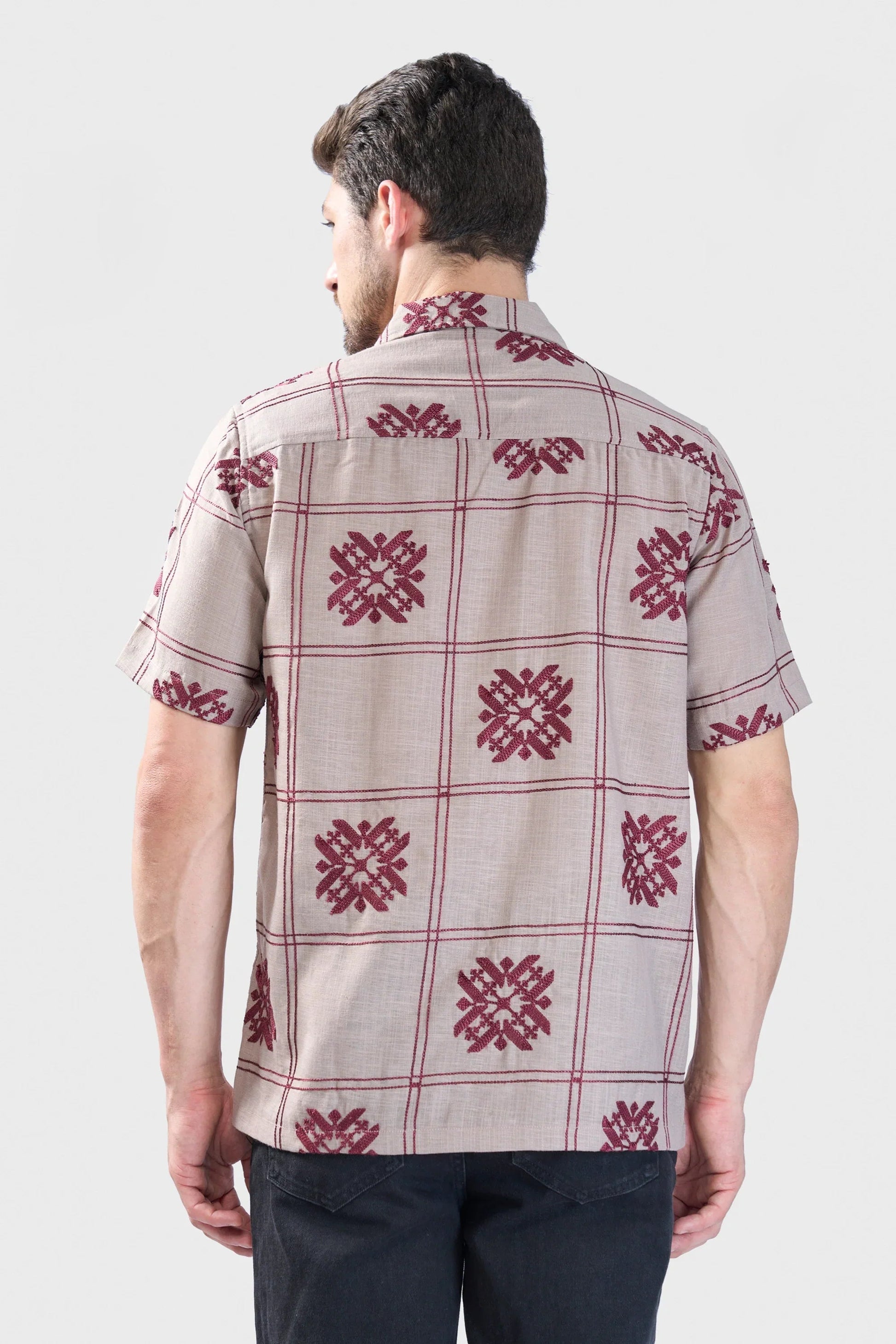 Xkind Light Maroon Embroidered Releaxed Fit Shirt  Grab2Buy Xkind Grab2Buy