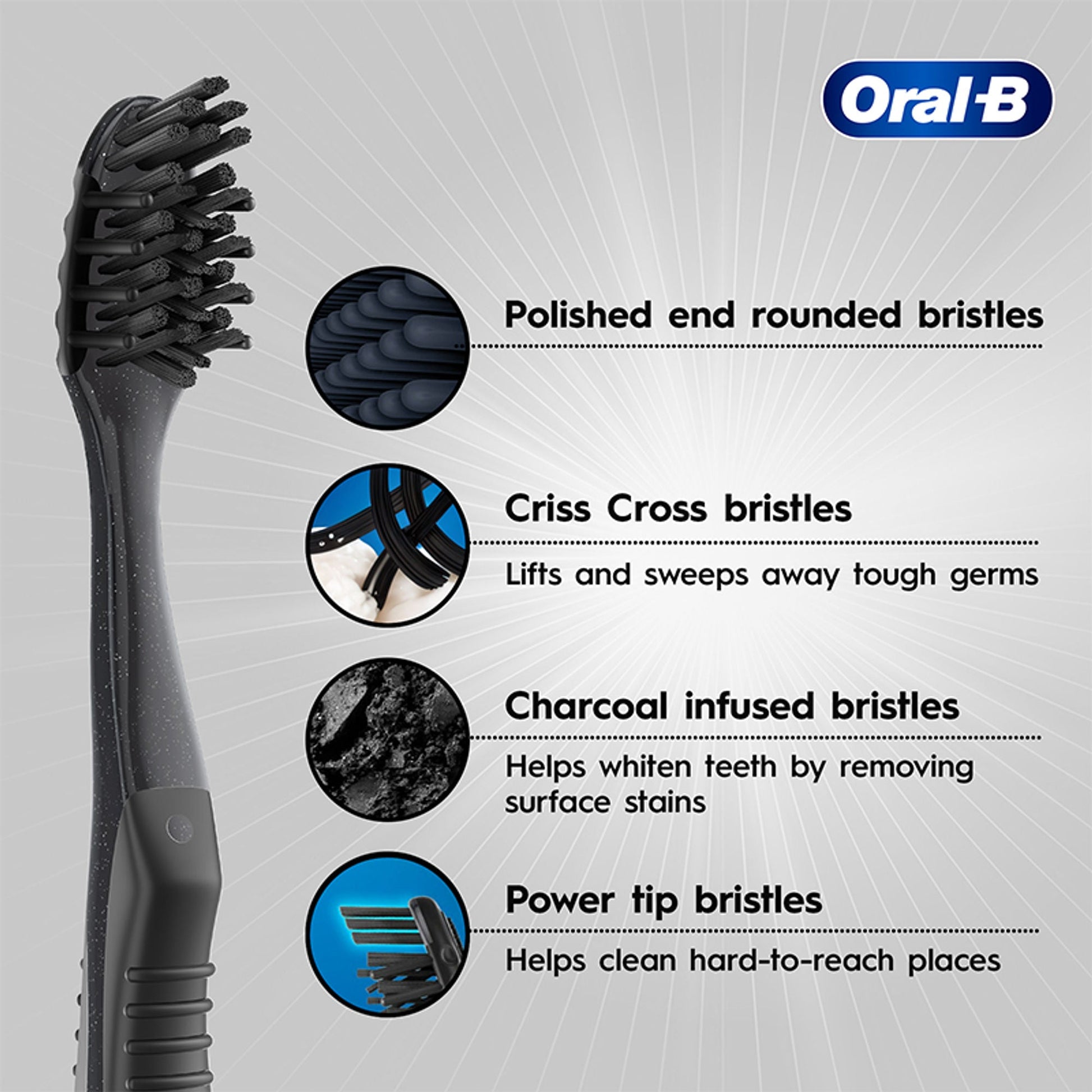 Oral-B 3D White Charcoal Soft Toothbrush For Adults (Pack Of 2)