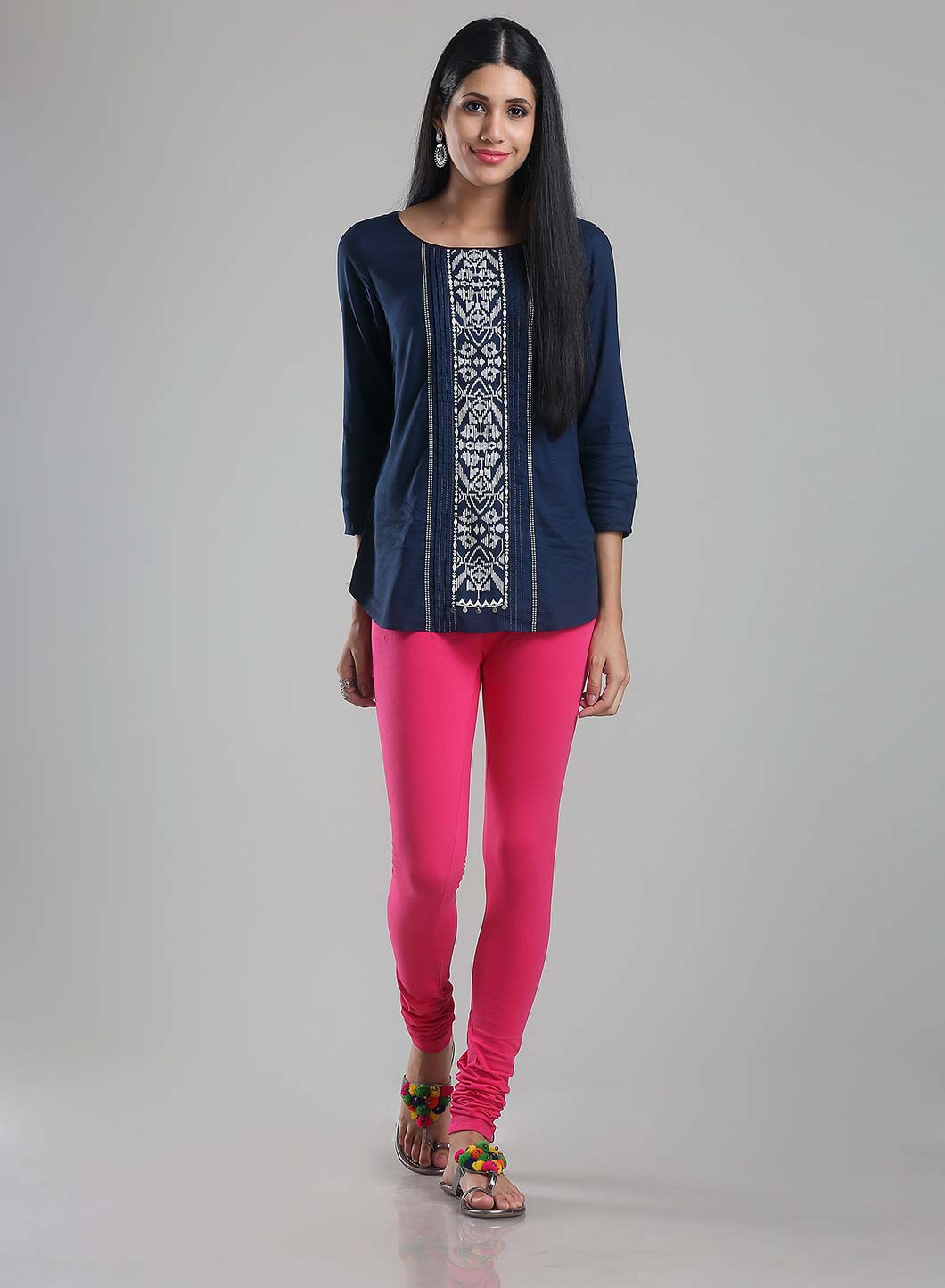 W for Woman Pink Knitted Churidar