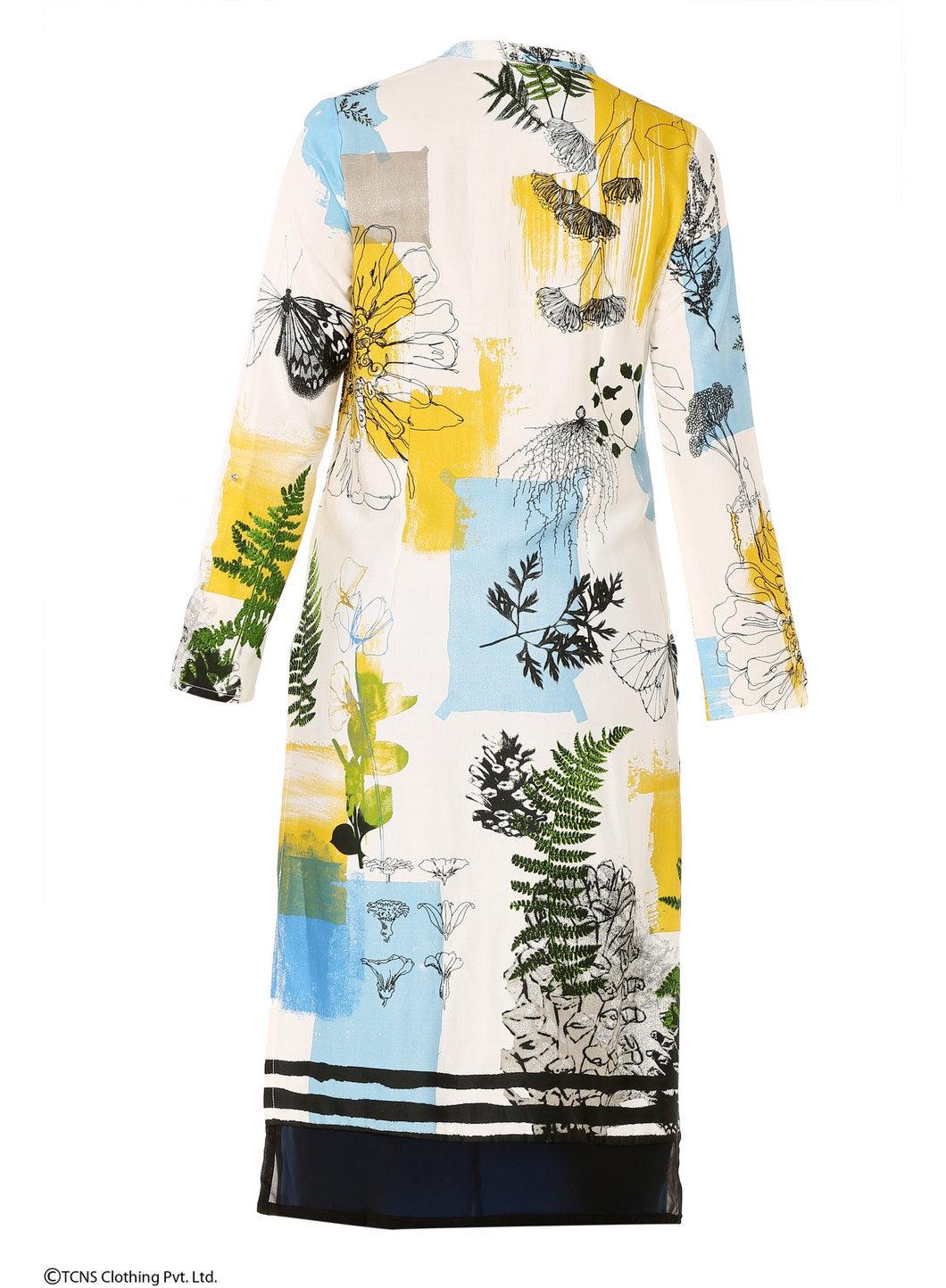 W for Woman White Printed Full Sleeve kurta