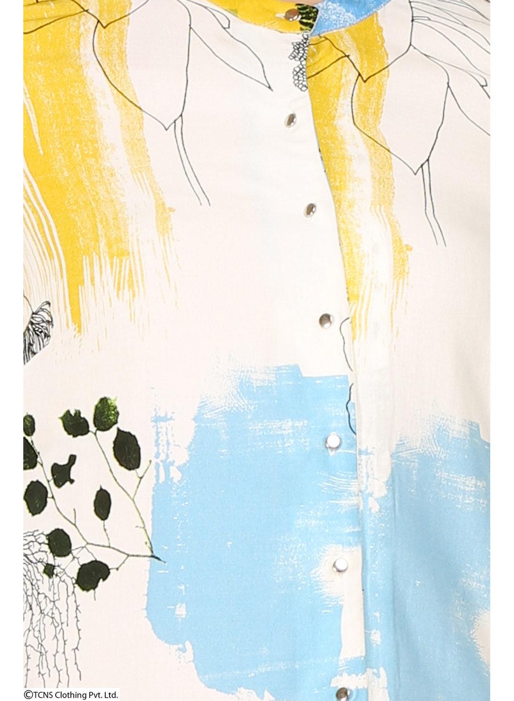 W for Woman White Printed Full Sleeve kurta
