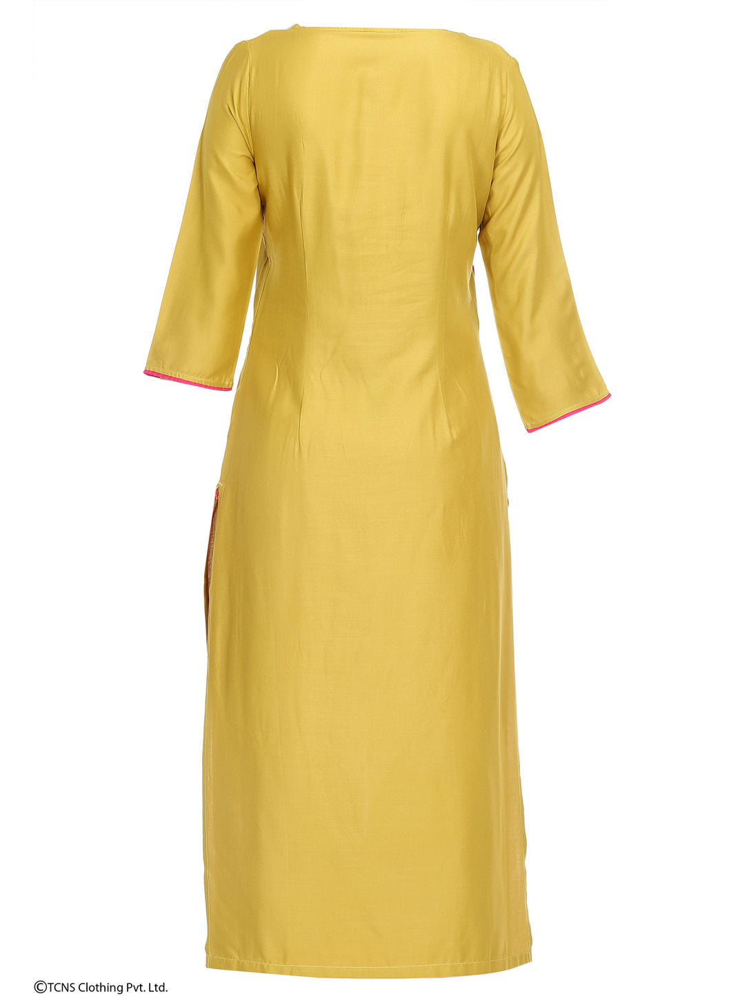 W for Woman Yellow Printed 3/4 Sleeve kurta