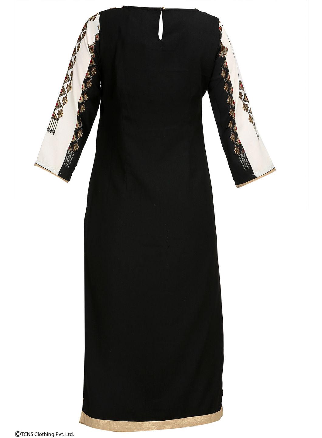 W for Woman Black Printed 3/4 Sleeve kurta