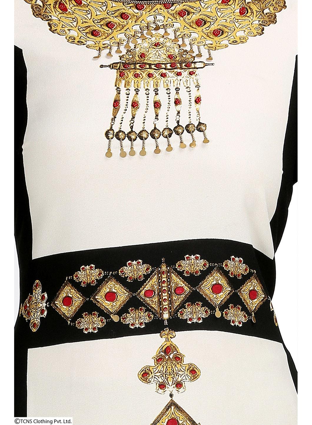 W for Woman Black Printed 3/4 Sleeve kurta