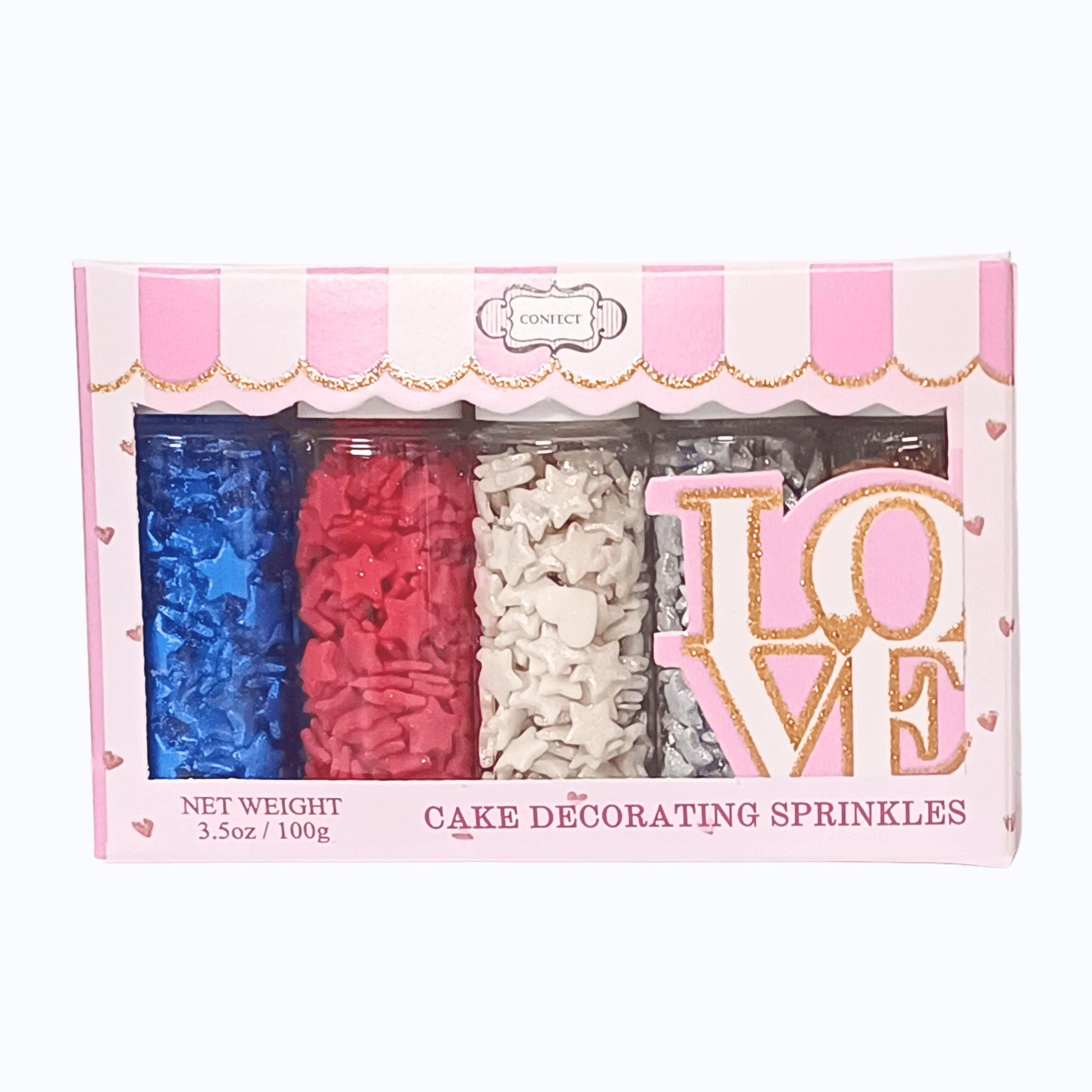 Confect Mix Blue, Red, Silver, White & Gold Patriotic Sprinkles | Mighty Hero Sprinkles