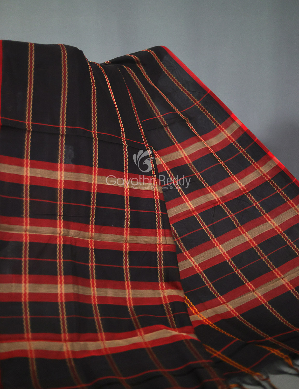 Combo of Black and Red Pure Narayanpet Cotton Saree By Gayathri Reddy Designer Studio - Grab2buy