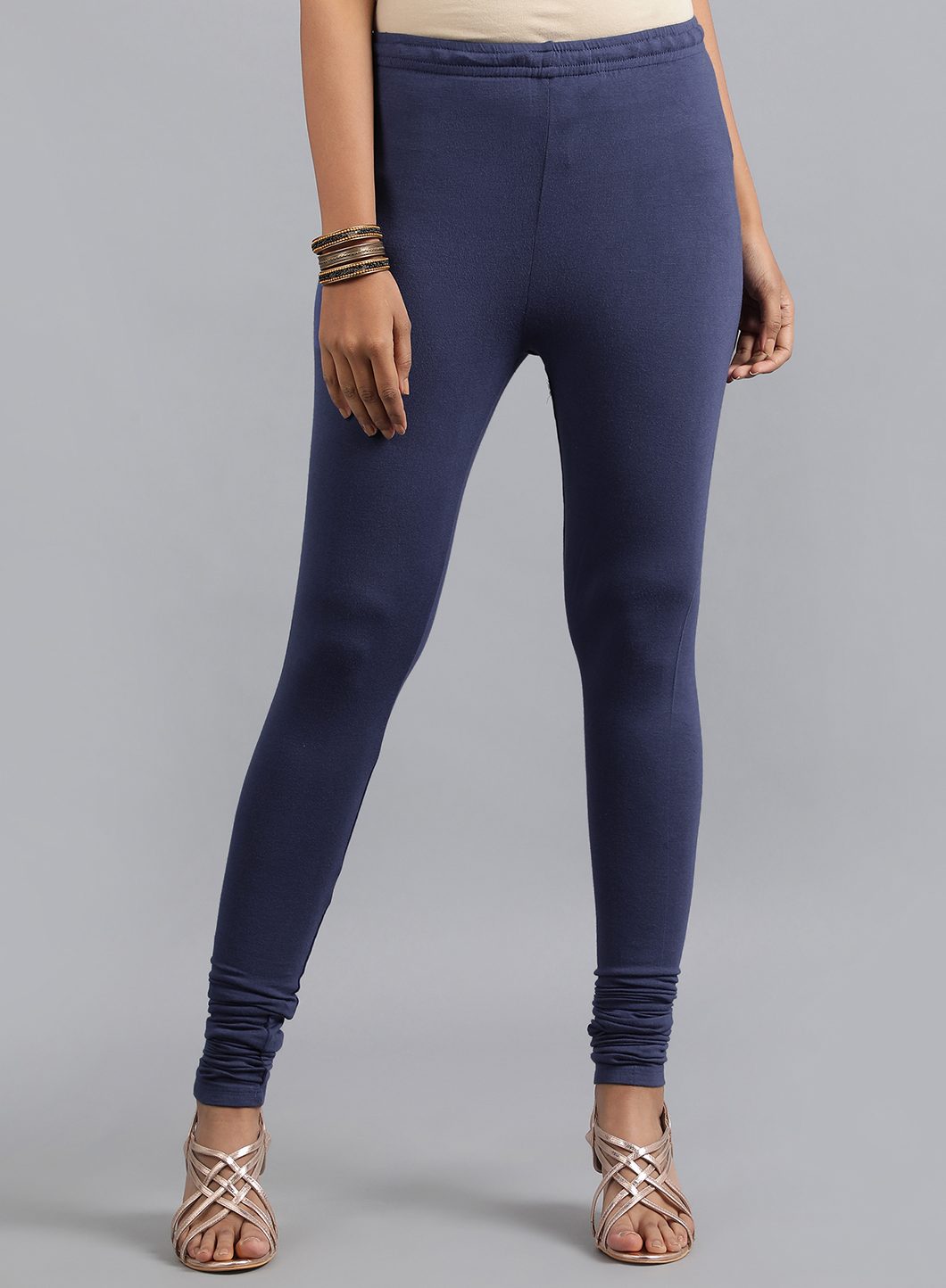 W for Woman Blue Knitted Churidar