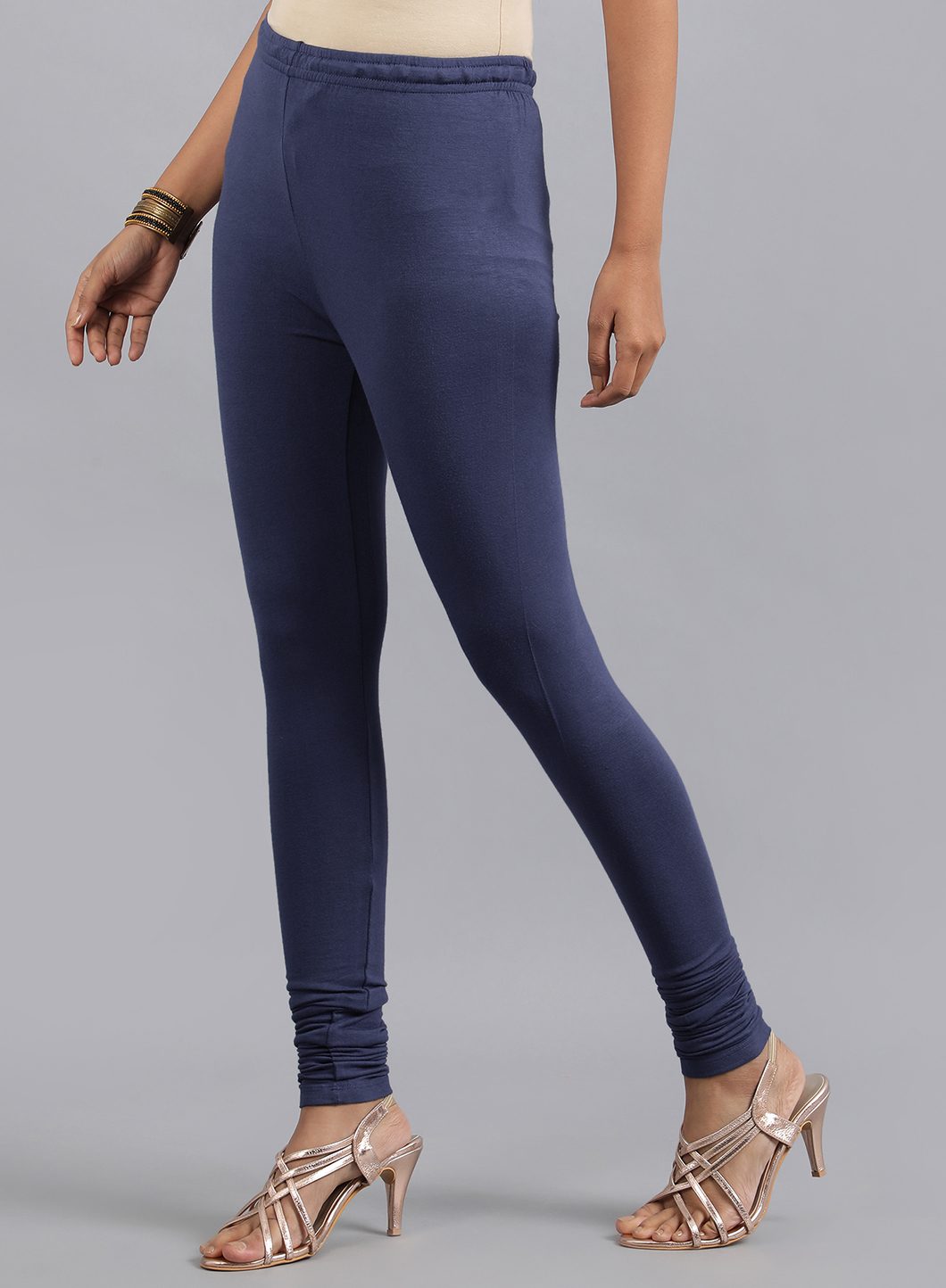 W for Woman Blue Knitted Churidar