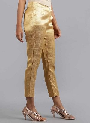 W for Woman Gold Jacquard Slim Pants
