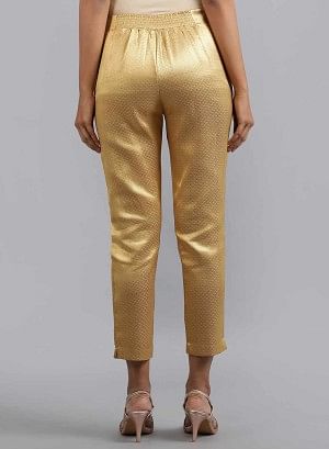 W for Woman Gold Jacquard Slim Pants