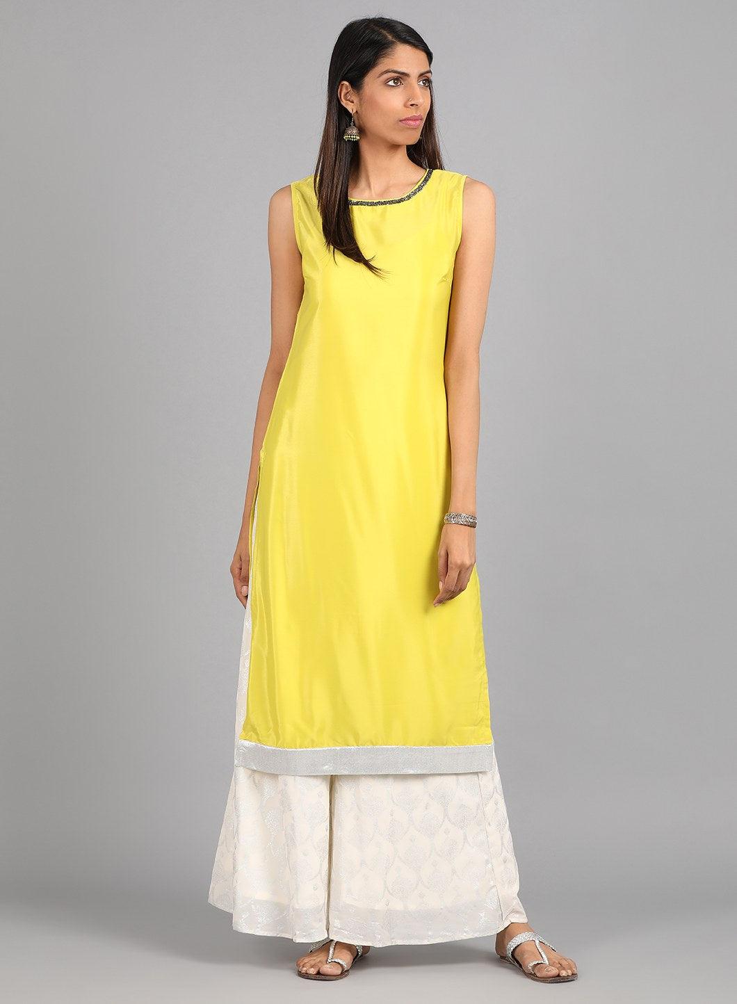 W for Woman Ecru Mandarin Neck Printed kurta