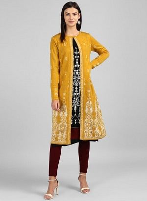 W for Woman Yellow Flared Cardigan