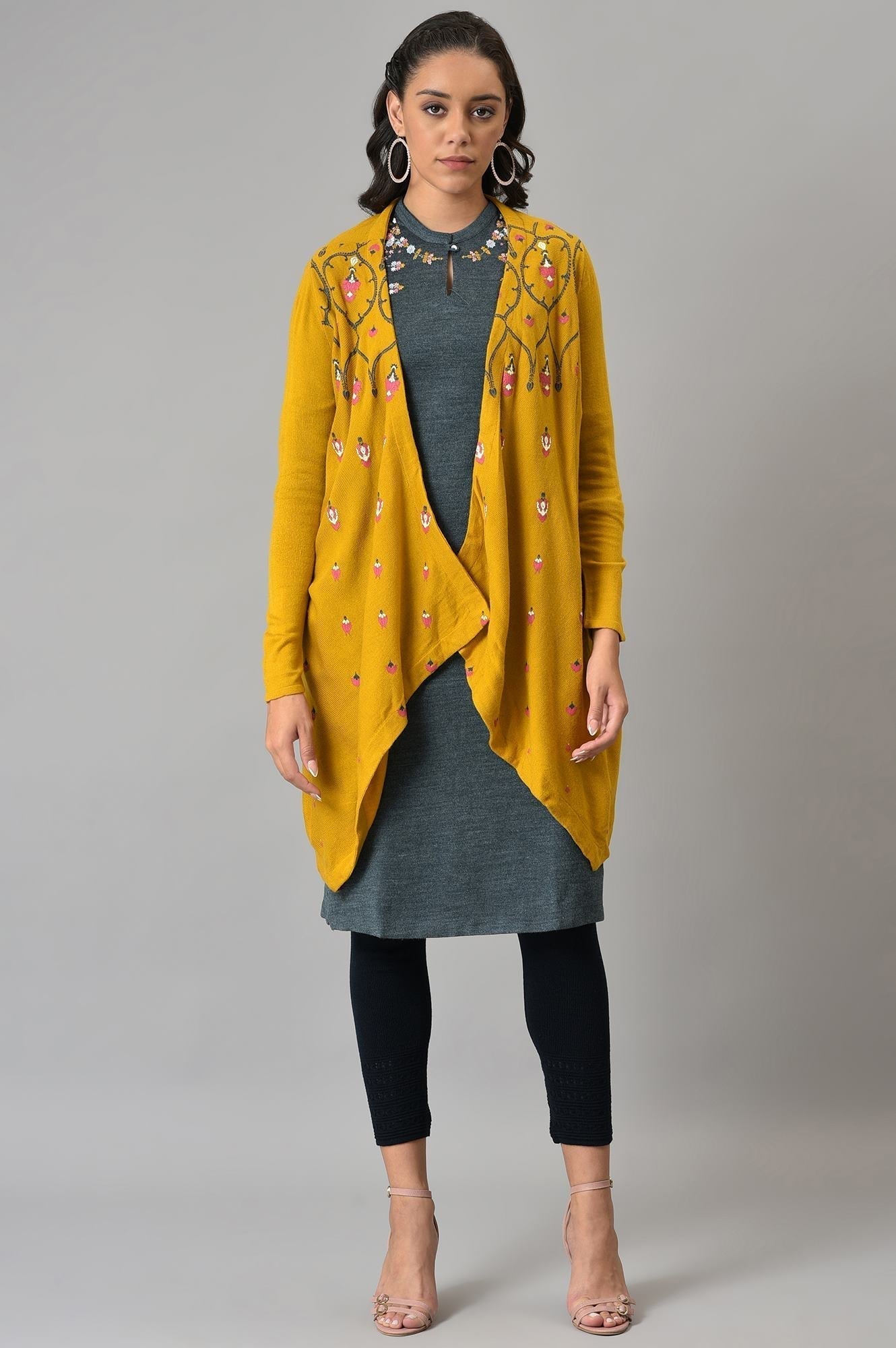 W for Woman Yellow Knitted Cardigan  Grab2Buy WforWoman Grab2Buy