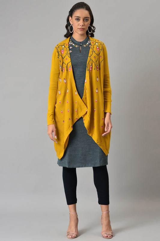W for Woman Yellow Knitted Cardigan  Grab2Buy WforWoman Grab2Buy