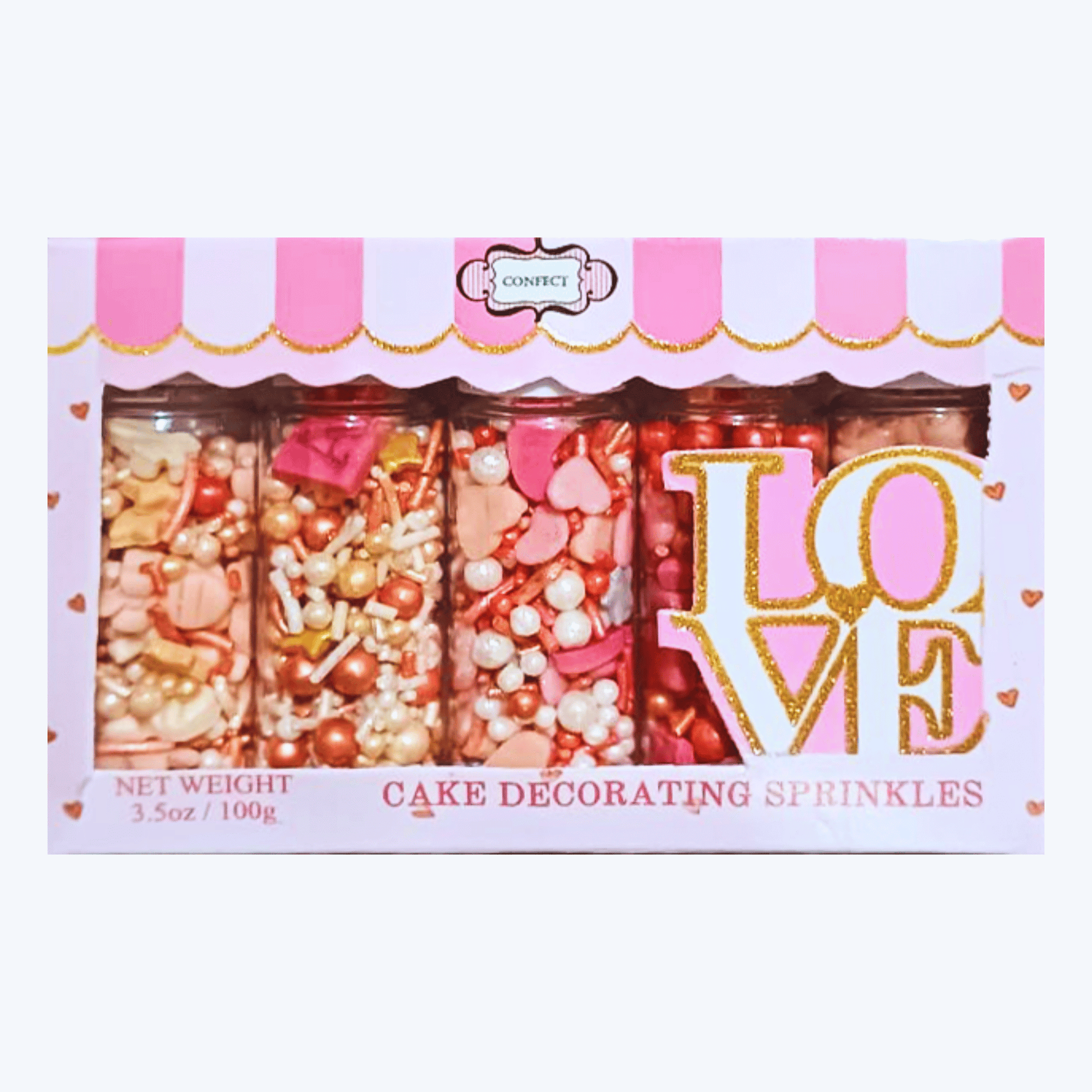 Confect Girls Baby Shower Sprinkles | Mix Silver, Gold & Blush pink Sprinkles Pack of 5