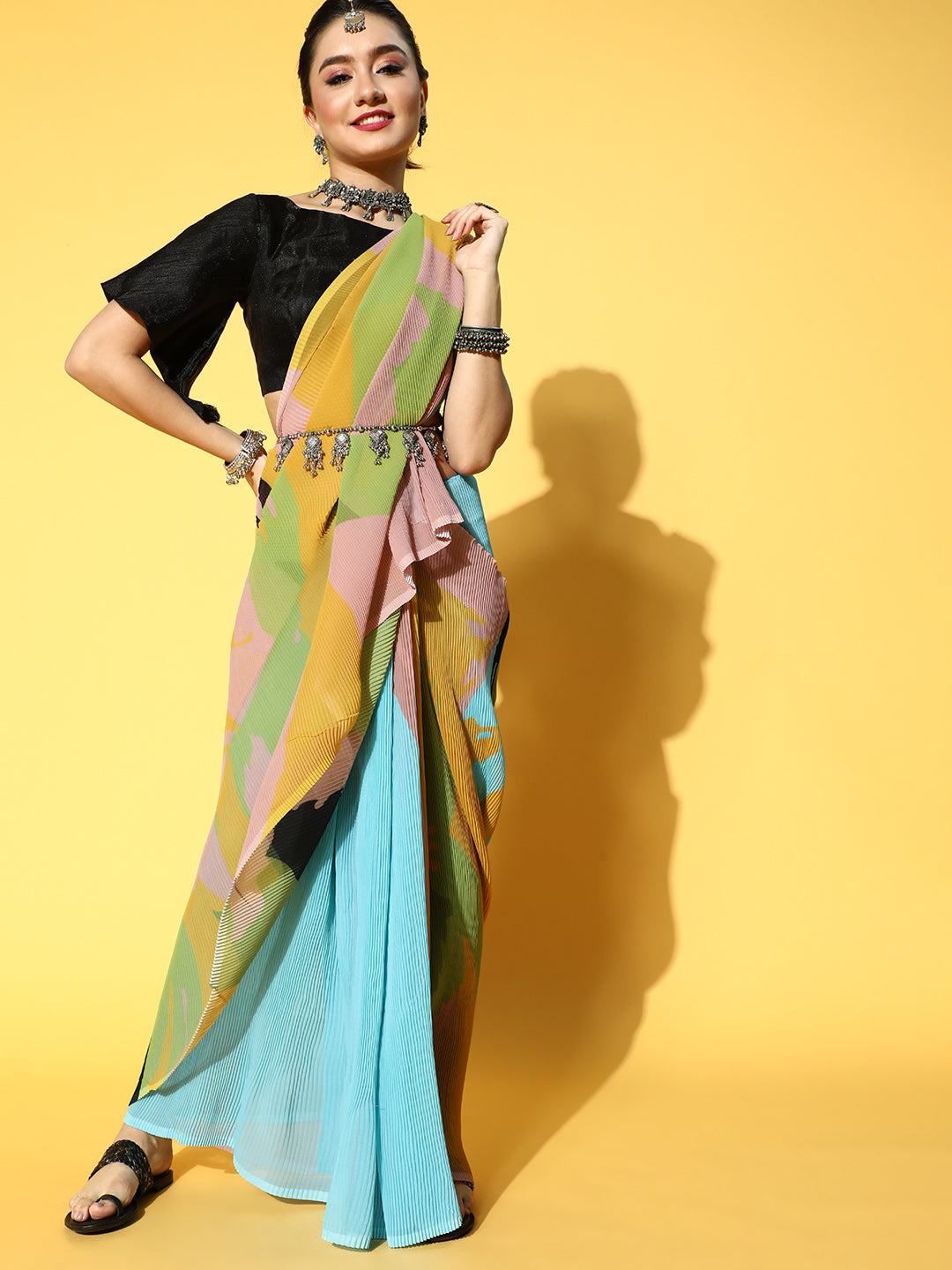 Tikhi Imli Abstract Poly Georgette Grab2Buy Border 