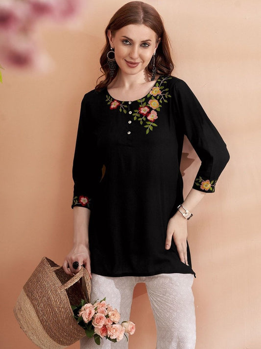 Anouk Women Floral Embroidered Above Knee Kurta | Grab2Buy