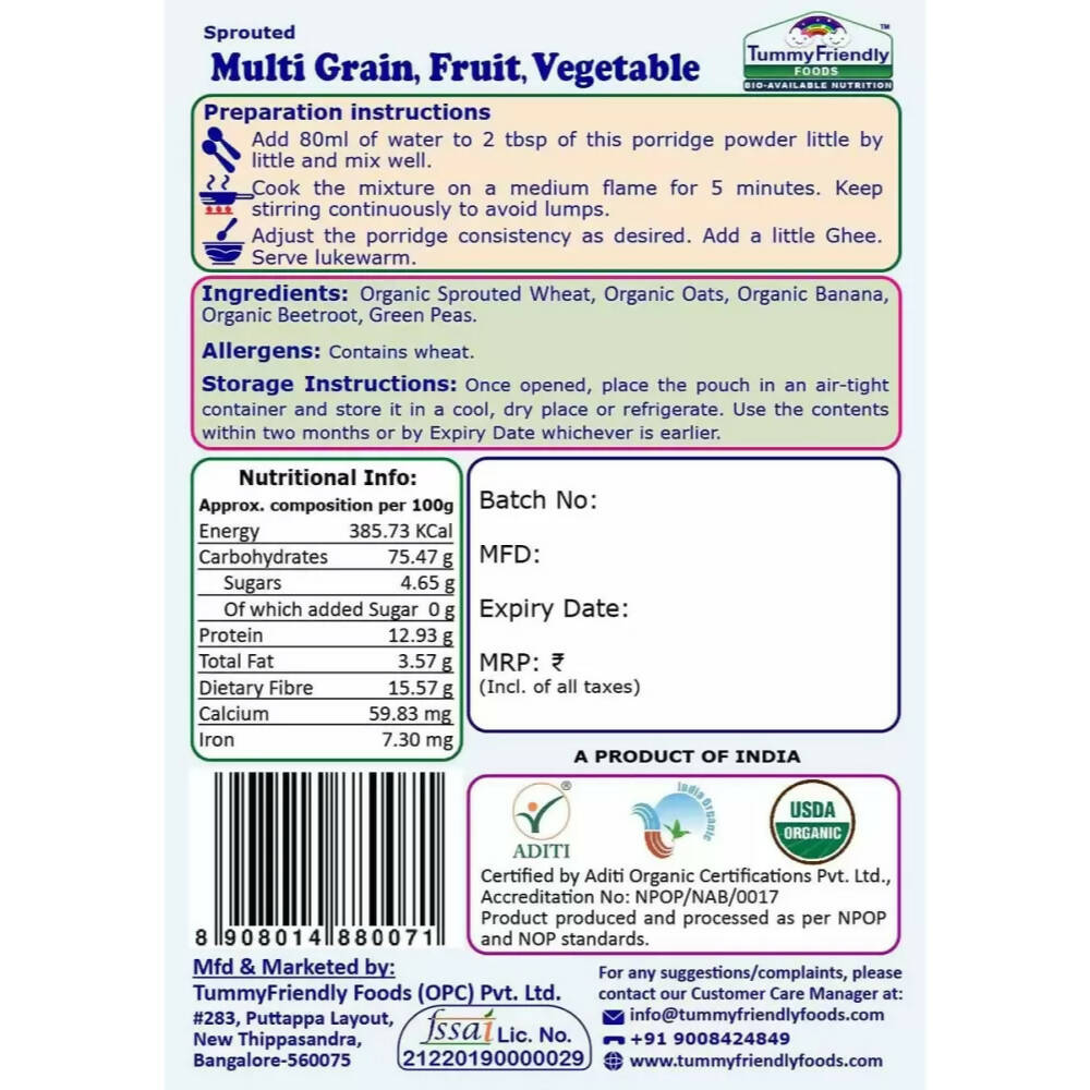TummyFriendly Foods Certified Stage3 Porridge Mixes Trial Packs - Ragi, Sathu Maavu, MultiGrain for 8 Months Old Baby  Grab2Buy TummyFriendly Foods Grab2Buy