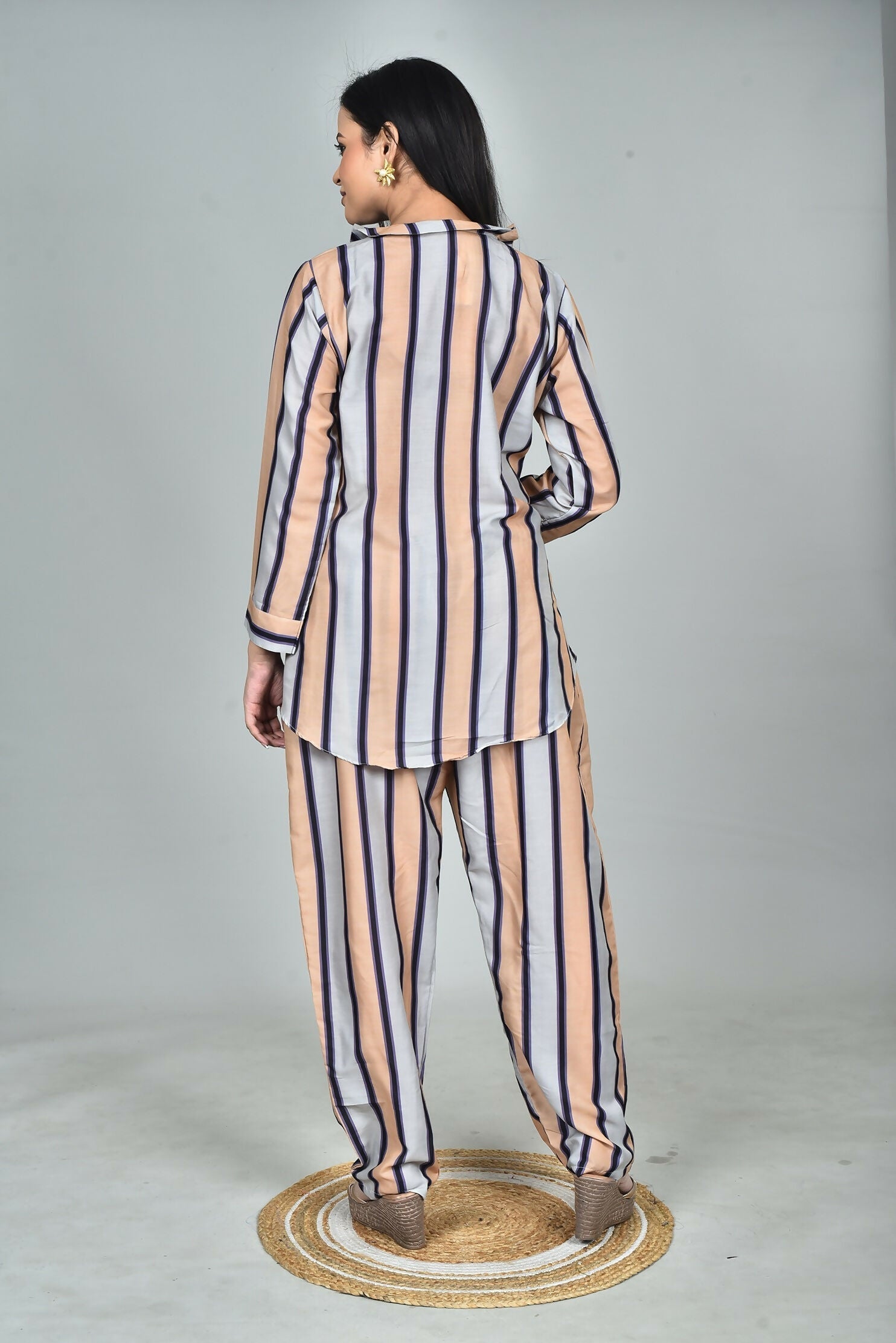 Morchari Digital Print Semi Muslin Co-Ord Set Top & Trouser-Multicolor 
