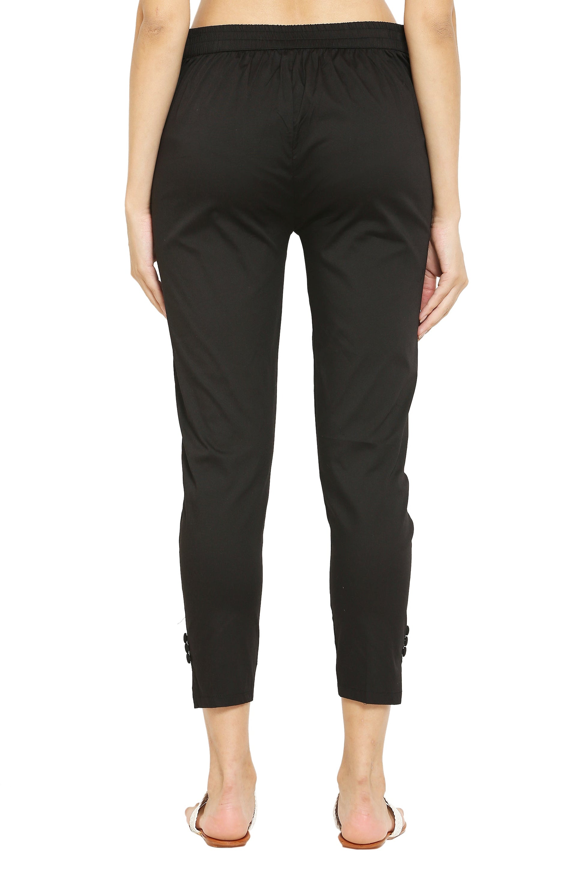PAVONINE Black Color Stretchable Cotton Lycra Fabric Pencil Pant For Women