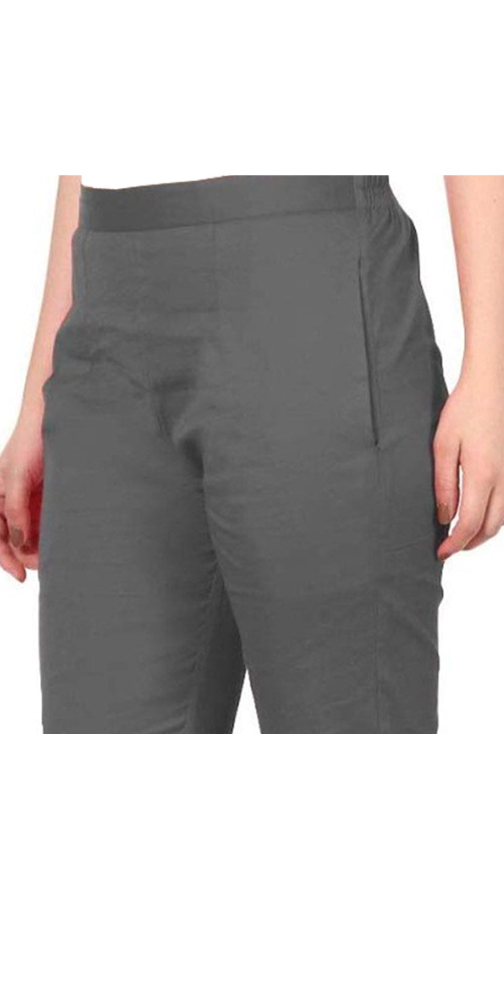 PAVONINE Grey Color Stretchable Cotton Lycra Fabric Pencil Pant For Women