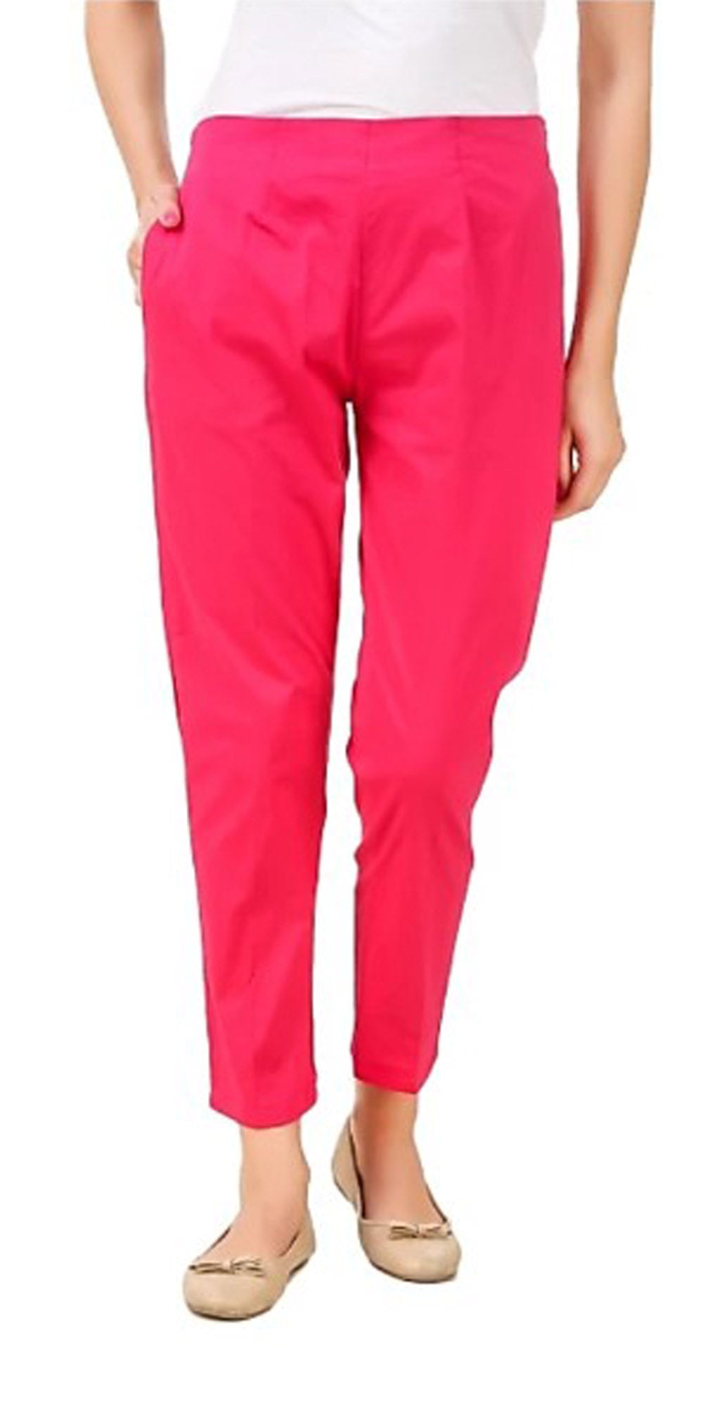 PAVONINE Rani Color Stretchable Cotton Lycra Fabric Pencil Pant For Women