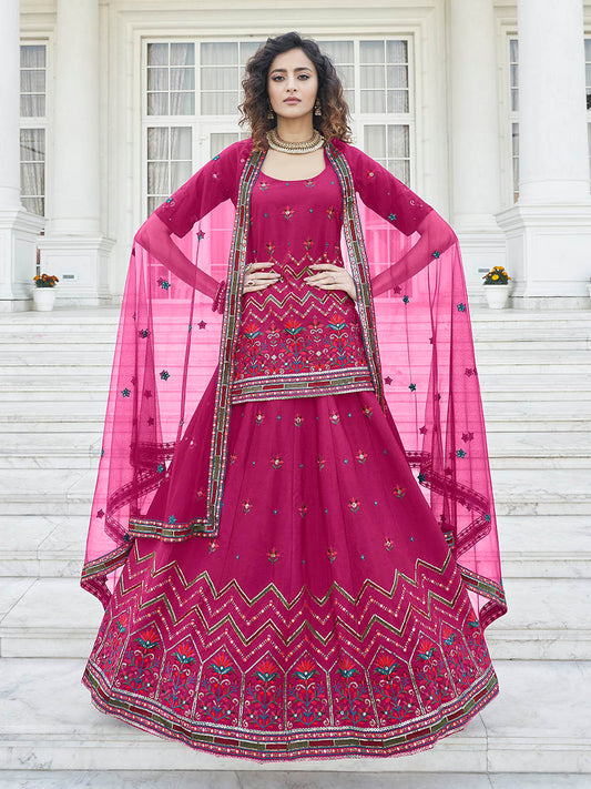 Myra Deep Pink Embroidered Designer Lehenga