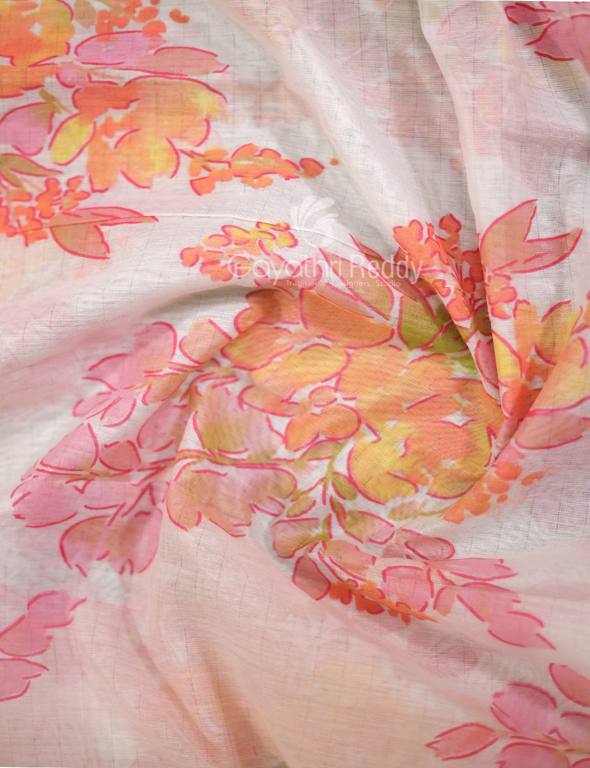 Shades of Milk White Colour Floral Design Chander Printed Grab2Buy By Gayathri Reddy Designer Studio 