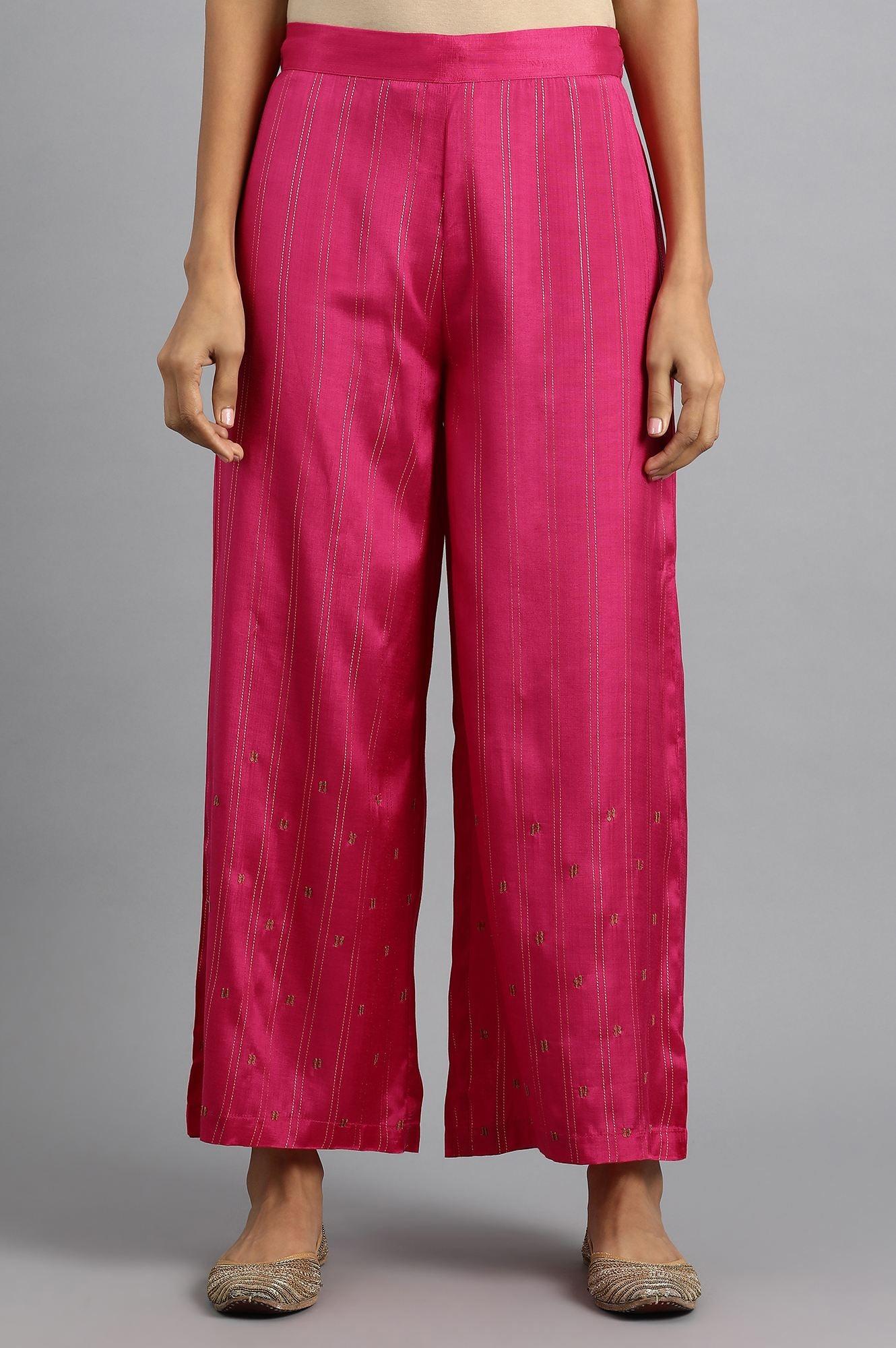 W for Woman Pink Printed Parallel Pants