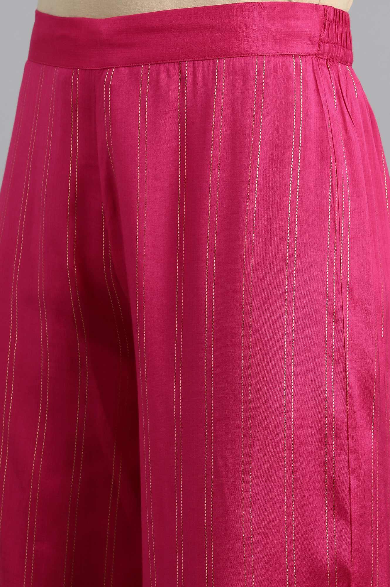 W for Woman Pink Printed Parallel Pants