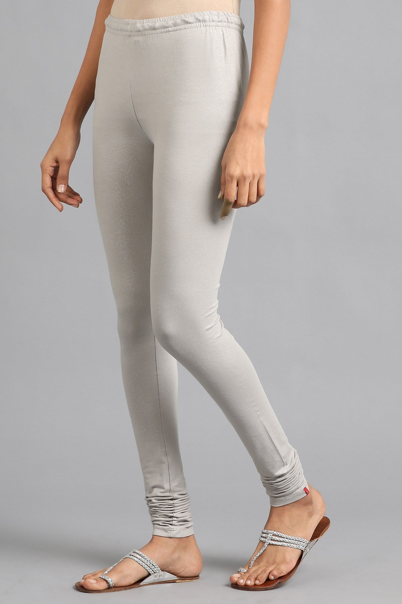 W for Woman Silver Knitted Churidar