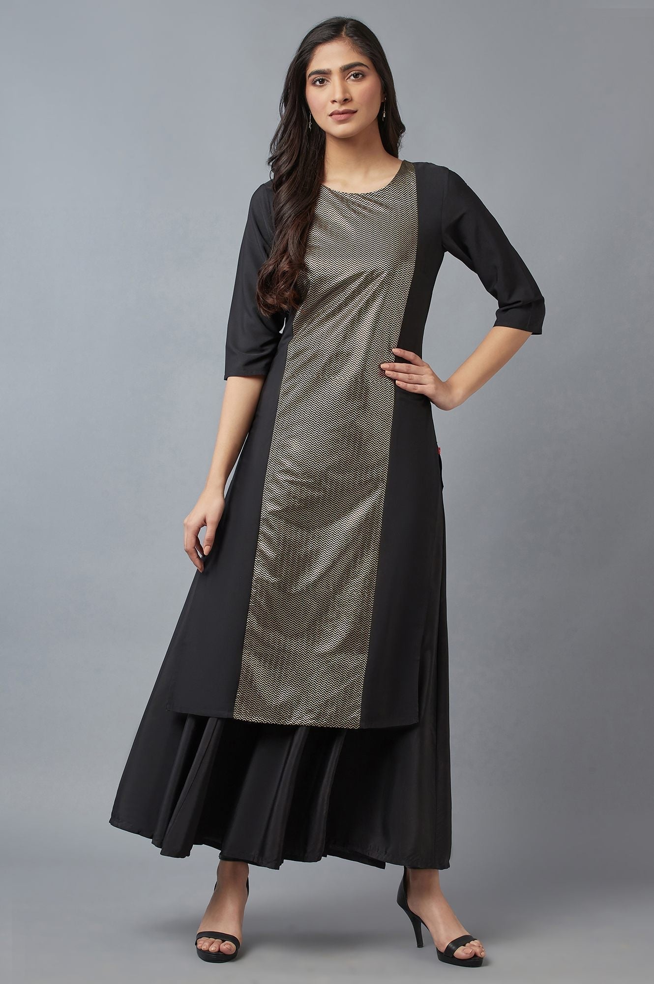W for Woman Black Flared Skirt