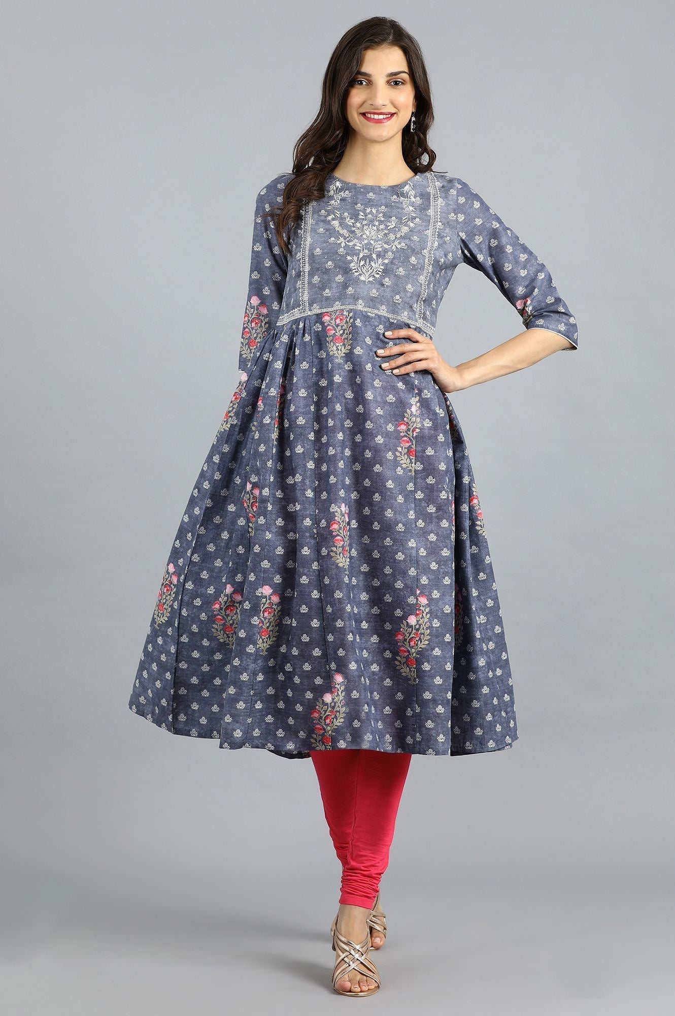 W for Woman Pink Knitted Churidar