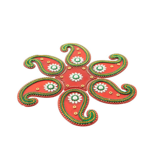 Kundan HandiKrafts Mango Rangoli Red Color (Medium) - Grab2buy