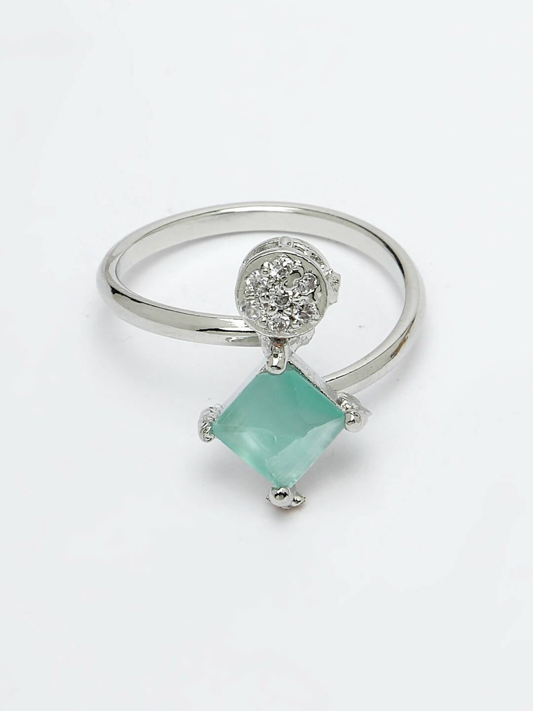 NVR Women Silver Plated & Blue Cz Stone Handcrafted Jewellery Set - Grab2buy