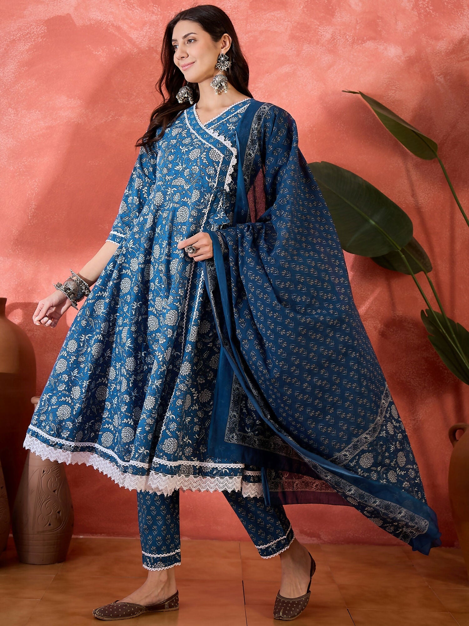 Joban Fashion Printed Blue Pure Cotton Kurta Set