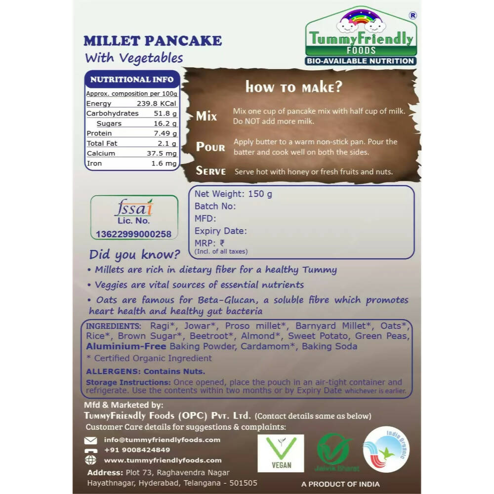 TummyFriendly Foods Millet Pancake Mix - Chocolate, Veggies  Grab2Buy TummyFriendly Foods Grab2Buy