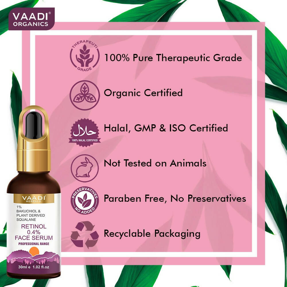 Vaadi Herbals Retinol 0.4% Face Serum With 1% Baluchiol & Plant Derived Squalane  Grab2Buy Vaadi Herbals Grab2Buy