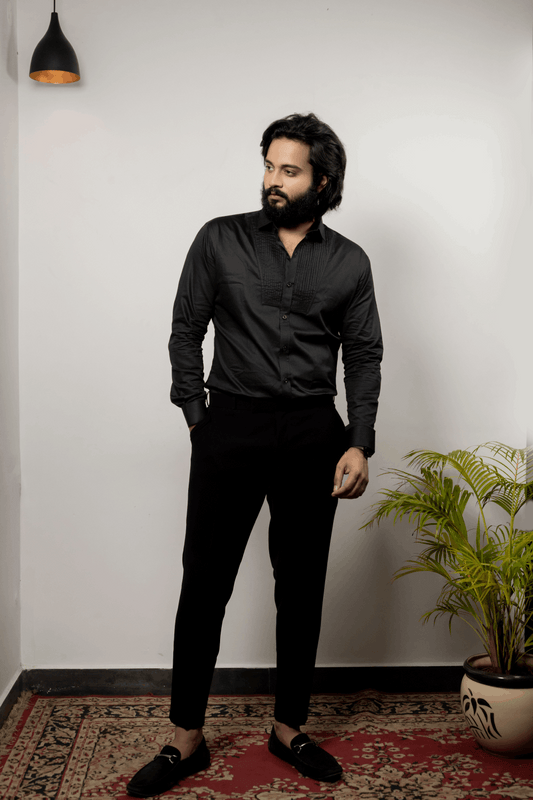 Black Pintuck Shirt by Hilo Design