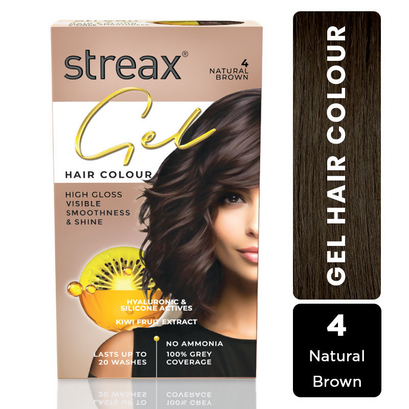 Streax Gel No Ammonia 100% Grey Coverage Hair Color - Natural Brown 4 