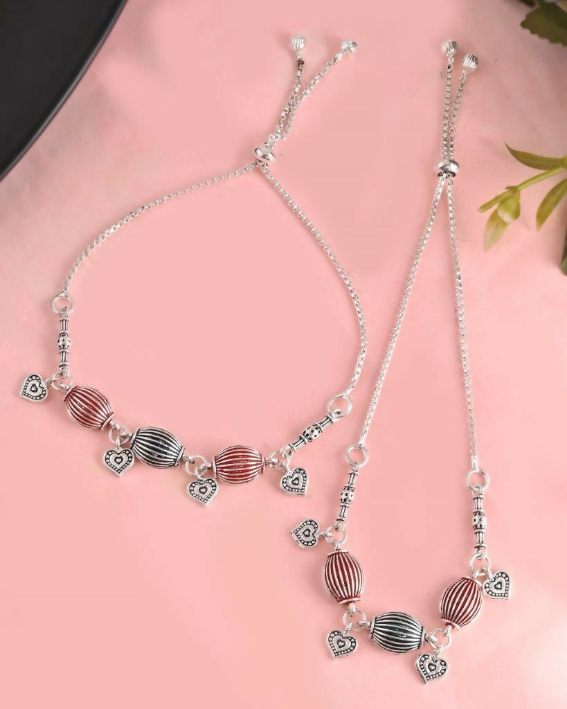 VOJ Set of 2 Traditional Done Shapped Designer Anklet 