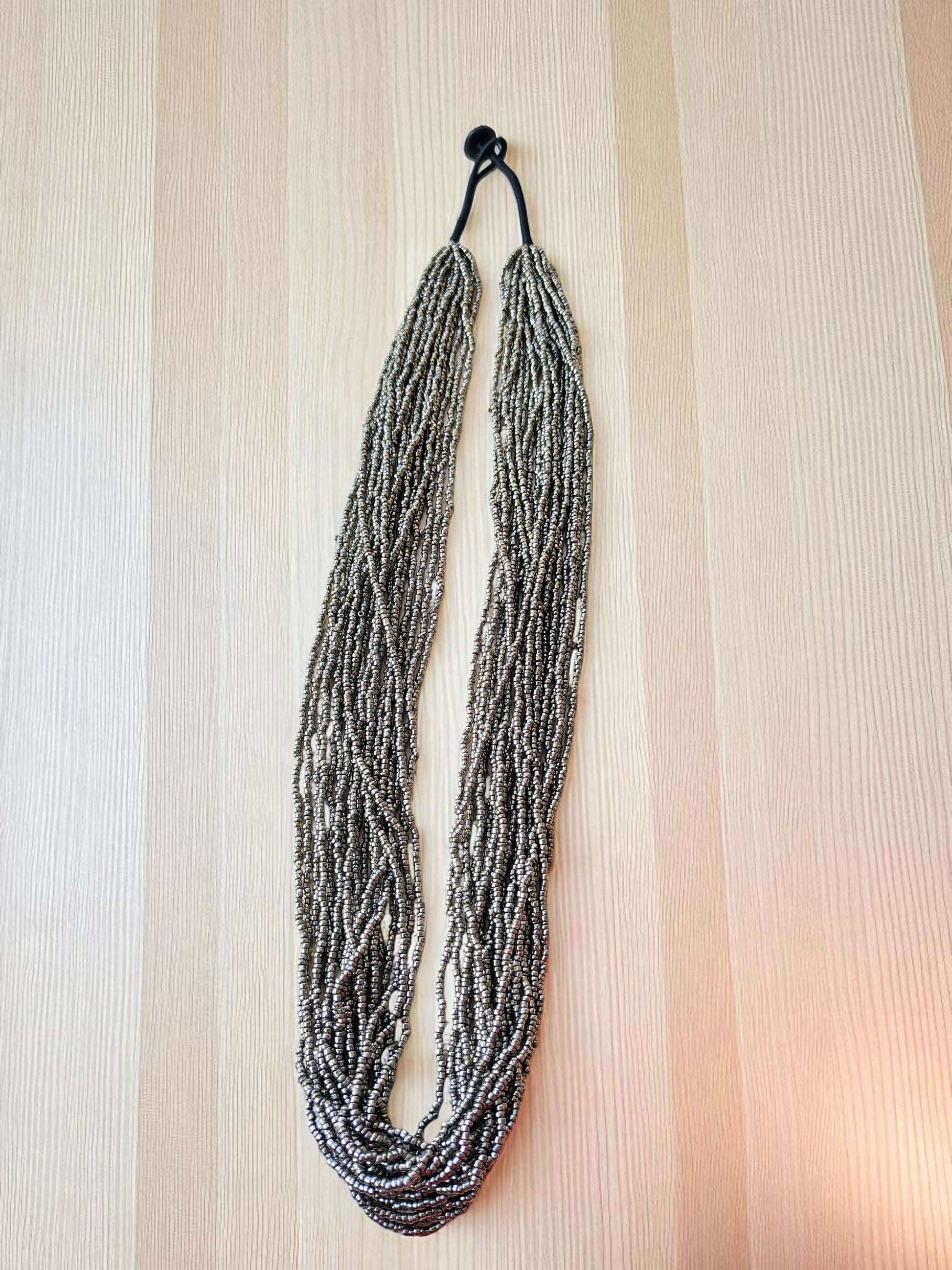 Inhanns Rangsaaz 20-Layer Luxe Long Beaded Only Necklace - Silver Only Necklace