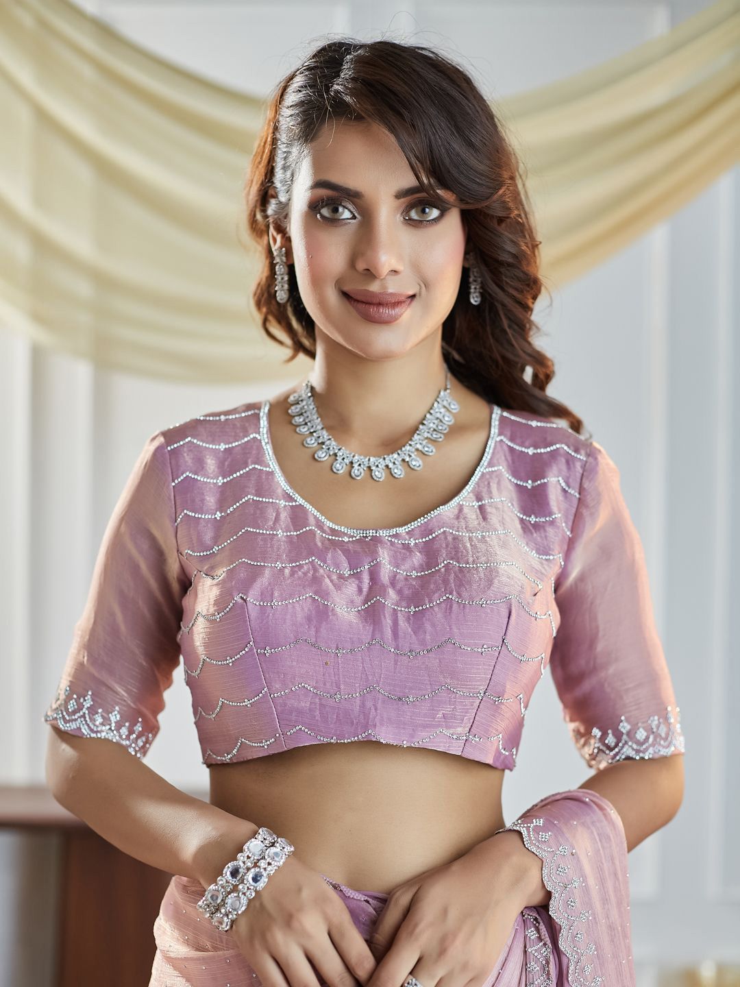 kasee Embellished Beads and Stones Pure Silk Saree
